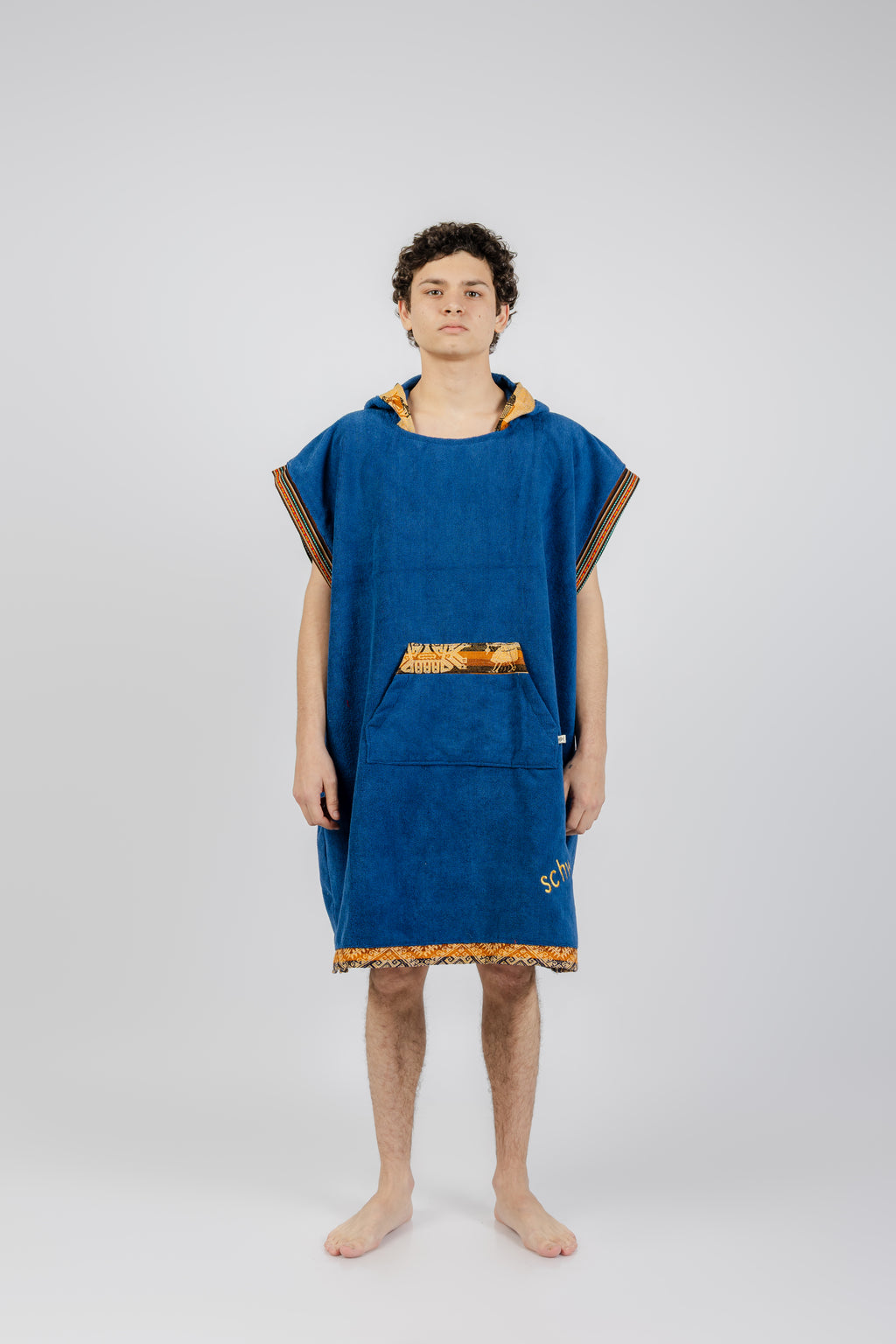 PONCHO INCAICO AZUL/DORADO